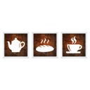 Ver imagem 1 de Quadros Decorativos Xícara Café Bule Pão Copa Cozinha 3 pçs