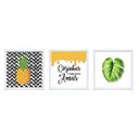 Ver imagem 1 de KIT Quadro Decorativo Moldura Madeira Cozinha Abacaxi Amor