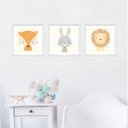 Ver imagem 2 de Conjunto Quadro Decorativo Moldura Quarto Bebê Animais 3 pçs