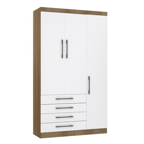Guarda Roupa Dormitório Modulado Paris Módulo 4 Portas 4 Gavetas - Luciane 328:Avelã e Branco