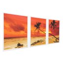 Ver imagem 2 de Conjunto Quadro Decorativo Grande Moldura Praia Por do Sol