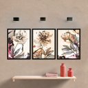 Ver imagem 3 de Conjunto Quadros Decorativos Moldura Flores Consultório Sala