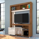 Ver imagem 1 de Home para TV Lince 42 Polegadas MDP com Prateleiras Nichos Off White Savana Casah