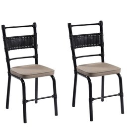 Conjunto Mesa com 6 Cadeiras Degata Nvb Ameixa Preto Bege - 3