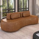 Ver imagem 1 de Sofá 3 Lugares Orgânico para Sala Living 240cm Vasti M03 Couríssimo Whisky - Lyam Decor