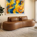 Ver imagem 3 de Sofá 3 Lugares Orgânico para Sala Living 240cm Vasti M03 Couríssimo Whisky - Lyam Decor