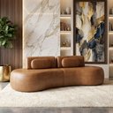 Ver imagem 4 de Sofá 3 Lugares Orgânico para Sala Living 240cm Vasti M03 Couríssimo Whisky - Lyam Decor