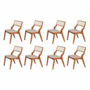 Ver imagem 1 de Kit 8 Cadeiras Madeira Maciça Estofada e Rattan 100% Natural Luna Espresso Móveis Marrom/Champagnhe/Cinza Claro
