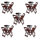 Ver imagem 1 de Kit 5 Jogos De Mesa Bistrô De Madeira Dobrável Com 3 Banquetas - Imbuia