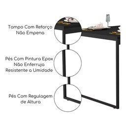 Mesa Industrial Retangular 120x80 Pé Metal Cozinha Jantar:off White/preto - 2