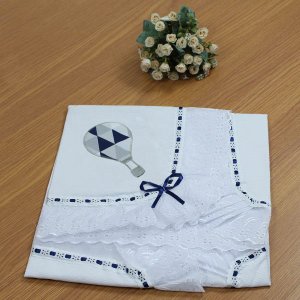 Manta Infantil para Bebê com Lasie 100% Algodão - Balão Azul Marinho