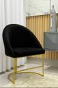 Ver imagem 2 de Kit Poltronas Decorativa Lua Sala de Jantar Base Industrial Dourada Preto