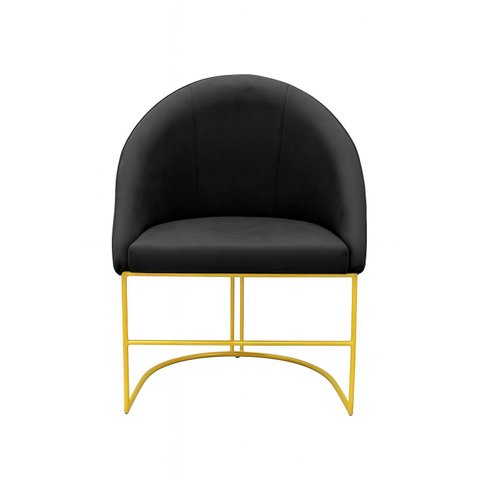Kit Poltronas Decorativa Lua Sala de Jantar Base Industrial Dourada Preto