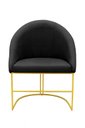 Ver imagem 1 de Kit Poltronas Decorativa Lua Sala de Jantar Base Industrial Dourada Preto