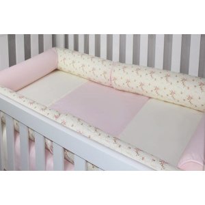 Kit Rolinho Protetor Para Berço 06 Peças - Floral Rosa