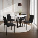 Ver imagem 1 de Conjunto de Jantar Mesa Mônaco 90cm Tampo Branco com 4 Cadeiras Estofadas Pretas - Cor: Preto