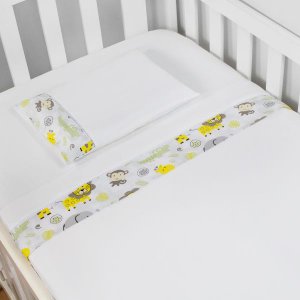Jogo 03 Peças Lençol + Fronha Ponto Palito para Berço Americano Nanna Baby - Safari Amarelo