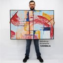 Ver imagem 3 de Quadro Decorativo em Canvas Pincelada Sofisticada TaColado Moldura Madeira 120 x 80cm