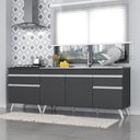 Ver imagem 1 de Kit 2 Balcões Gabinete Pia 150 cm e Cooktop 70 cm Veneza Multimóveis MP2073.898 Preto