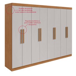 Guarda-roupa Casal Easy Slim 8 Portas Amendoa Clean/off White - 10