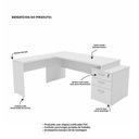 Ver mais imagens de Escrivaninha Mesa Escritório em L Diretor 3 Gavetas 190cm Branco