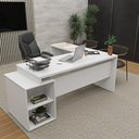 Ver imagem 6 de Escrivaninha Mesa Escritório em L Diretor 3 Gavetas 190cm Branco