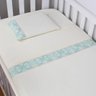 Jogo 03 Peças Lençol + Fronha Ponto Palito para Berço Americano Nanna Baby - Provençal Verde - 1