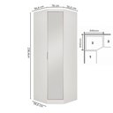 Ver imagem 3 de Guarda-Roupa Modulado de Canto Oblíquo 1 Porta Espelho Peliculado 100% MDF Cairo Branco/Neve