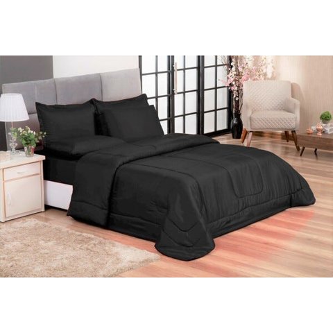 Cobre Leito Quality Dupla Face Queen 240x210cm Preto Casa Dona