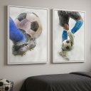 Ver imagem 2 de Kit 2 Canvas Quarto Menino Futebol Aquarela-mold.branca:40x30cm