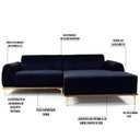 Ver imagem 5 de Sofá 245cm 4 Lugares Chaise Direito Pés Gold B-287 Marinho