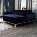 Ver imagem 6 de Sofá 245cm 4 Lugares Chaise Direito Pés Gold B-287 Marinho