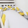 Trança Protetor de Mini Berço 100% Algodão 2,80 Mts - Amarelo Cinza - 1