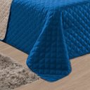 Ver imagem 3 de Kit Colcha Cobre Leito Solteiro Dupla Face 2 Peças Azul e Bege Casa Dona