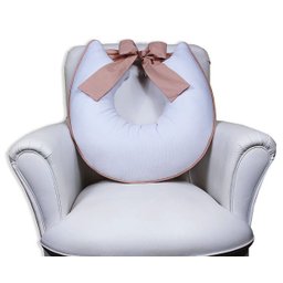 Almofada de Amamentação com Laço - Branca com Nude - 2