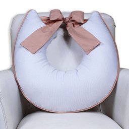 Almofada de Amamentação com Laço - Branca com Nude - 1