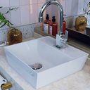 Ver imagem 2 de Cuba de Apoio Angular Quadrada para Banheiro Lavabo Volcano C01 Aq33w Branco - Lyam