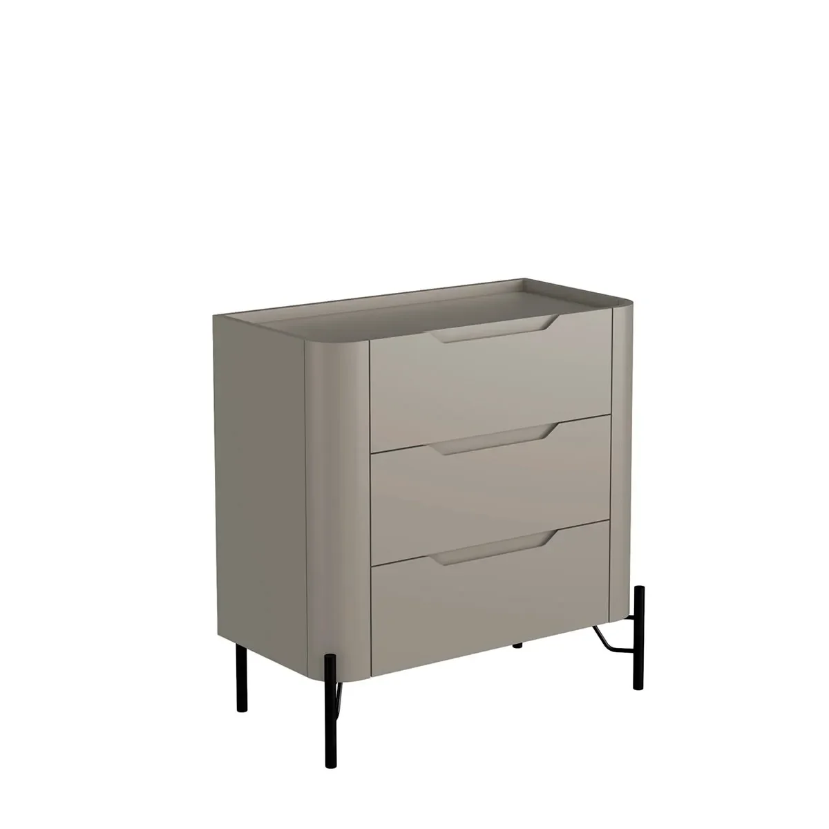 Mesa de Cabeceira 3 Gavetas L67,5 X A70cm Mdf Grigio/preto - 2