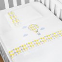Ver imagem 1 de Jogo 03 Peças Lençol + Fronha Bordado para Berço Americano Nanna Baby - Balão Amarelo