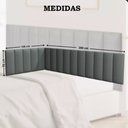 Ver imagem 2 de Cabeceiras Estofada Autocolante Cama da Solteiro em L Cinza - 1,00m X 2,00