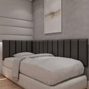 Ver imagem 1 de Cabeceiras Estofada Autocolante Cama da Solteiro em L Cinza - 1,00m X 2,00