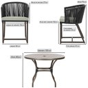 Ver imagem 2 de Mesa com 4 Cadeiras de Jantar Roma 100cm e Noronha em Aluminío Marrom Corda Nautica Estofado 3 Trama
