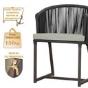 Ver imagem 4 de Mesa com 4 Cadeiras de Jantar Roma 100cm e Noronha em Aluminío Marrom Corda Nautica Estofado 3 Trama