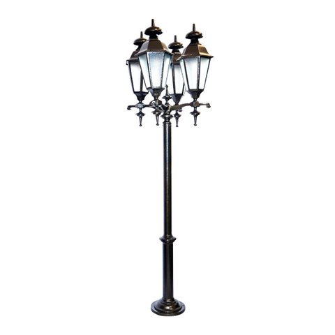 Poste Colonial de Jardim Londres 4 Luminárias Alumínio 252cm