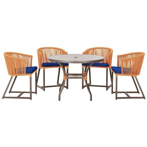Mesa com 4 Cadeiras e Noronha Estofado 10 Trama Original Terra Cota