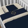 Jogo 03 Peças Lençol + Fronha Bordado para Berço Americano Nanna Baby - Urso Arabesco Dourado - 1