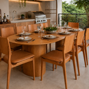 Ver imagem 7 de Mesa Oval 220x90cm MDF + 8 Cadeiras Madeira Sala Jantar Capri