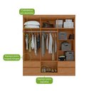 Ver imagem 6 de Guarda-roupas 6 Portas 4 Gavetas com Pés sem Espelho Zeus - Lopas Amendoa Clean