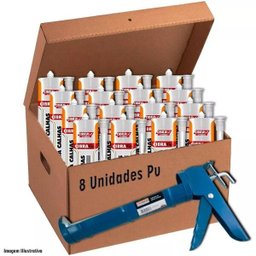 Caixa 8 Cola Super Selante Pu Calha 400g Cinza + 1 Aplicador - 1
