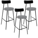 Ver imagem 1 de Kit 03 Banquetas Alta Cozinha Sala Jantar Em Aço Milão L02 Couríssimo Preto Pied Poule - Lyam Decor